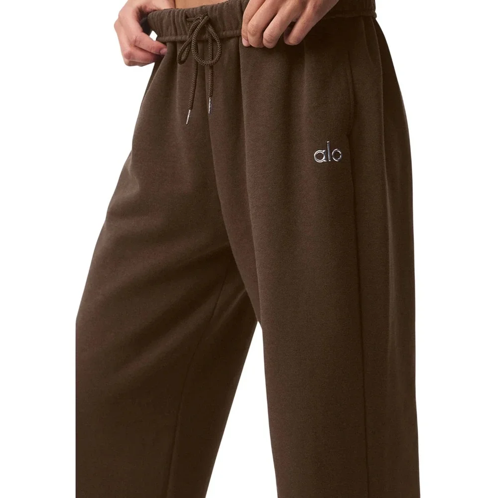Alo Yoga‎ Accolade Sweatpants Espresso Brown Straight Leg Womens Large NWT